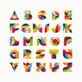 Geometrical latin font, pop art graphical decorative type.